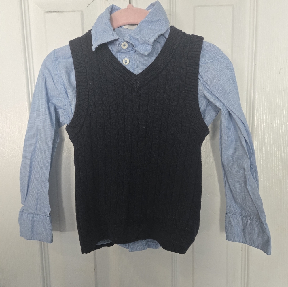 Black Sweater Vest with Blue Shirt